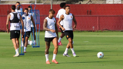 Maffeo, durante el entrenamiento de hoy