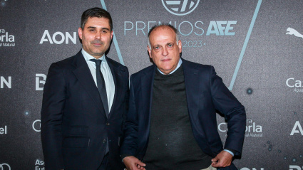 David Aganzo, presidente de AFE y Javier Tebas, presidente de LaLiga