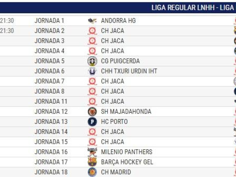 calendario del Club Hielo Jaca