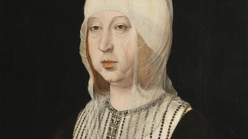 Juan de Flandes – Retrato de Isabel la Católica (Palacio Real de Madrid, ca. 1500-1504. Óleo sobre tabla, 63 x 55 cm)