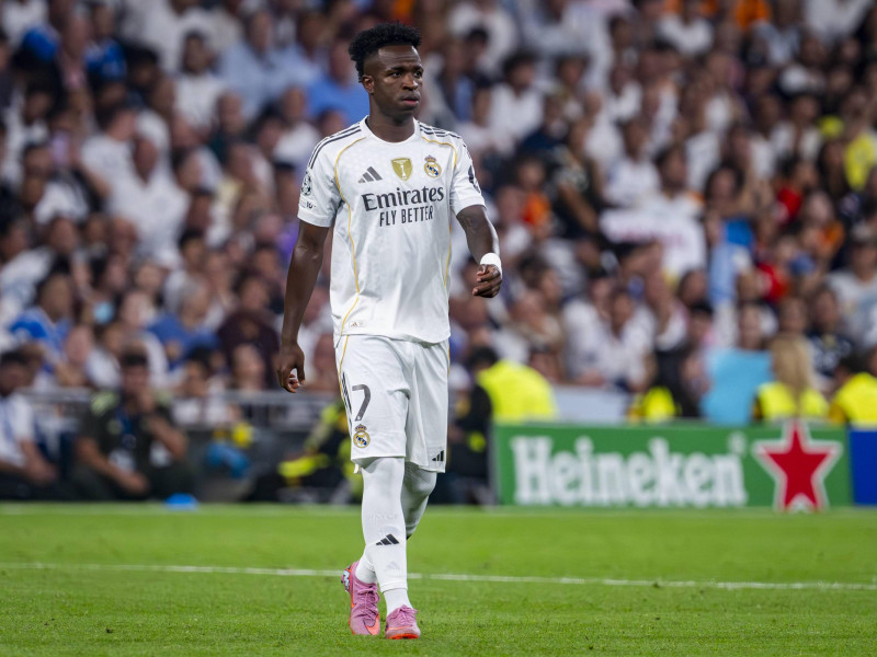 Vinicius durante el Real Madrid - Marsella de Champions