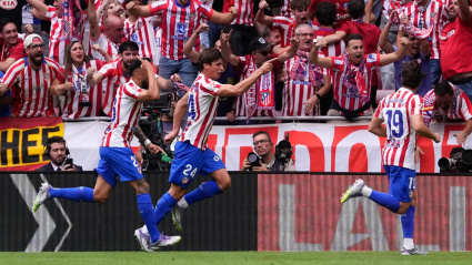 Le Normand celebre el 1-0 del Atlético contra el Real Madrid
