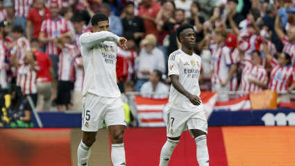Bellingham y Vinicius, durante el Atlético-Real Madrid