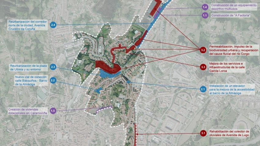 Ámbito de actuación del Plan Horizonte Compostela