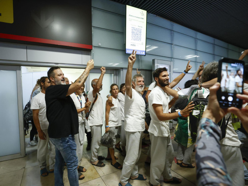 Llegada de los 21 activistas españoles que formaban parte de la Flotilla Global Sumud