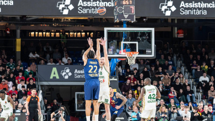 Imagen de un partido de la Euroliga disputado en el Palau Blaugrana.