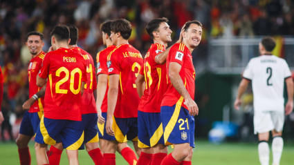 Oyarzabal celebra el 2-0 de España contra Georgia
