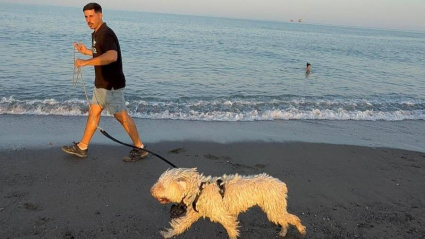 El adiestrador Adrián Navarro y Tristán, en una playa de Málaga