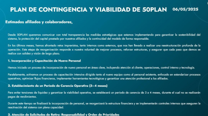 Mensaje en la web de la plataforma denunciada