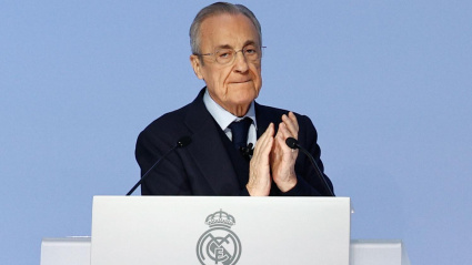 Florentino Pérez, durante su intervención en la Asamblea de Socios Compromisarios del Real Madrid.