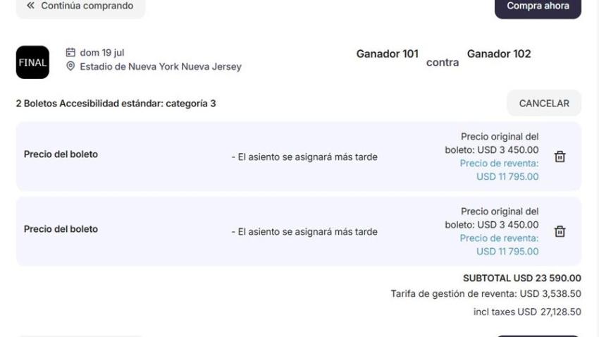 Esto es lo que cuestan dos entradas para la final del Mundial 2026 de fútbol.