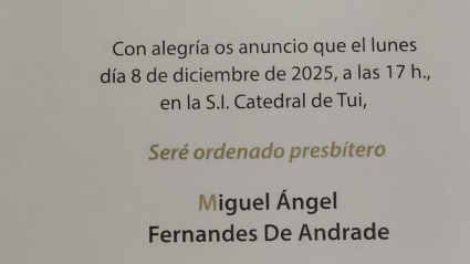 Ordenación el próximo 8 de diciembre