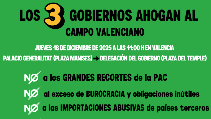 Cartel de La Unió, entidad convocante de la tractorada del próximo día 18 de diciembre