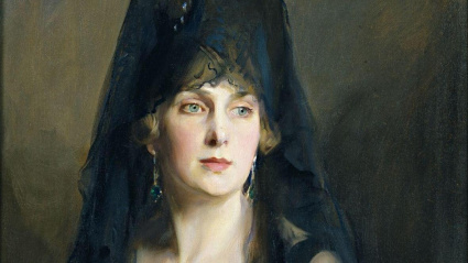 2TA89YK Victoria Eugenia de Battemberg, con mantilla.