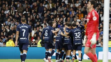 El Celta celebra el gol del Celta al Real Madrid