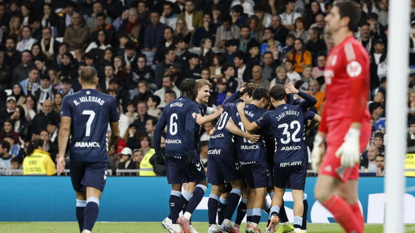 El Celta celebra el gol del Celta al Real Madrid