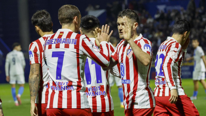 El Atlético de Madrid celebra el gol de Griezmann