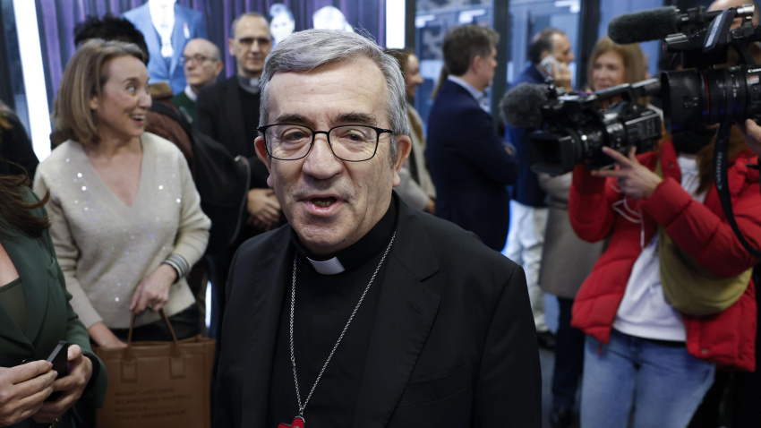MADRID, 03/03/2026.- Luis Argüello, arzobispo de Valladolid y presidente de la Conferencia Episcopal Española, antes de participar en un desayuno informativo este martes en Madrid. EFE/ Chema Moya