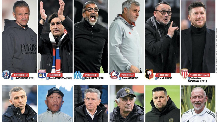 Estos son los 10 entrenadores mejor pagados de la Ligue 1 esta temporada.