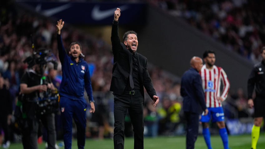 Simeone, durante el Atlético-Barcelona