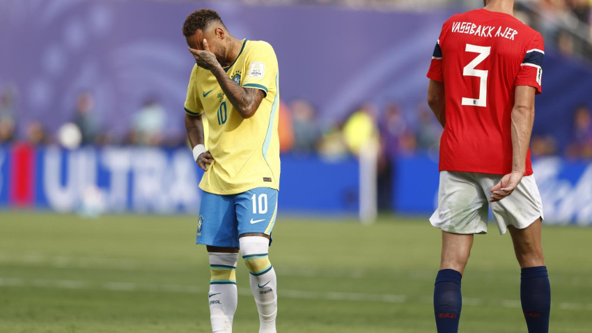 Neymar, en el gol de Noruega a Brasil
