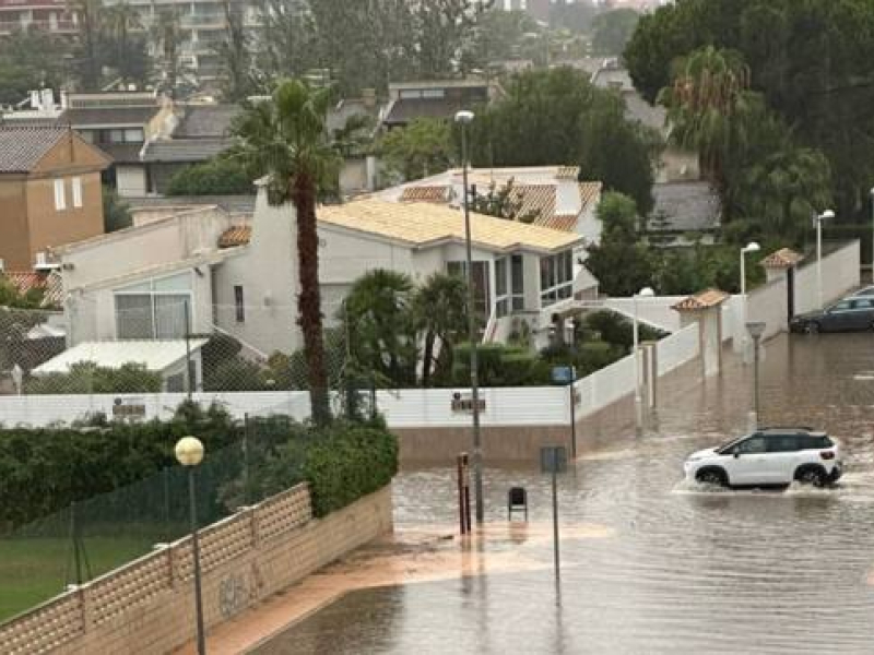 Una calle inundada