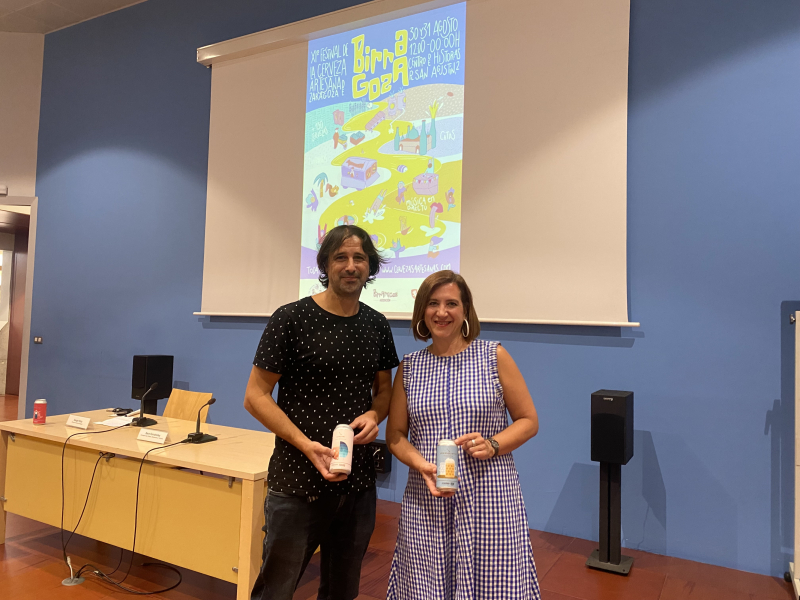 Sergio Ruiz y Sara Fernández en la presentación del Birragoza 2024.