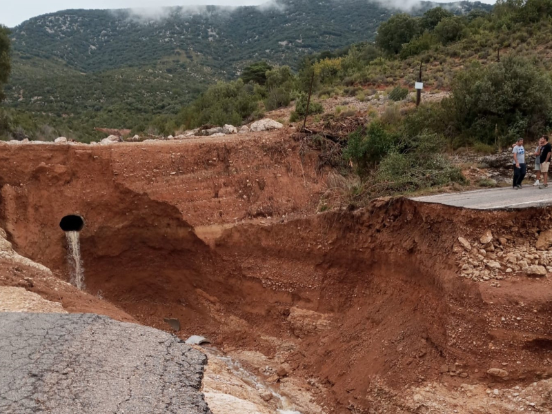 Vecinos de Yaso afectados por el corte de la carretera A1227. Foto: GOBIERNO DE ARAGÓN