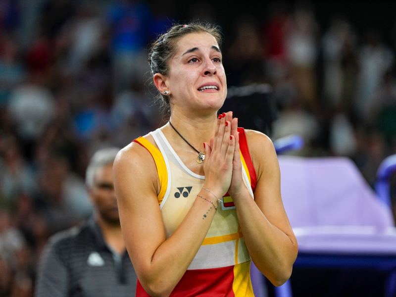 Carolina Marin se retira llorando del partido de los Juegos Olímpicos de París 2024