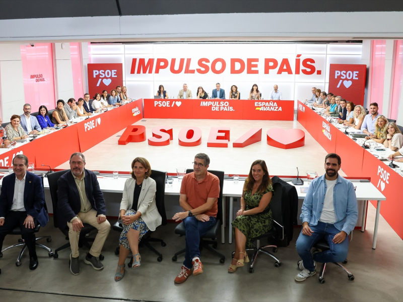 Pedro Sánchez preside la reunión de la Ejecutiva Federal, en la sede del PSOE