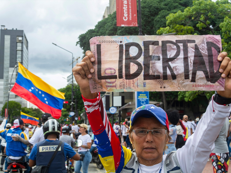 Protestas en Caracas por el fraude electoral de Nicolás Maduro