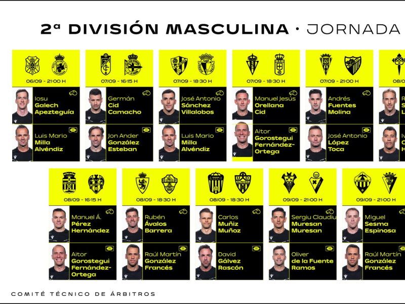 Designaciones arbitrales para la jornada 4 en Segunda División.