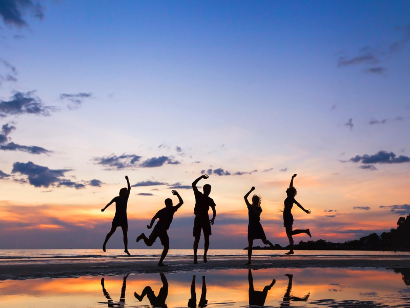 Amigos en la playa