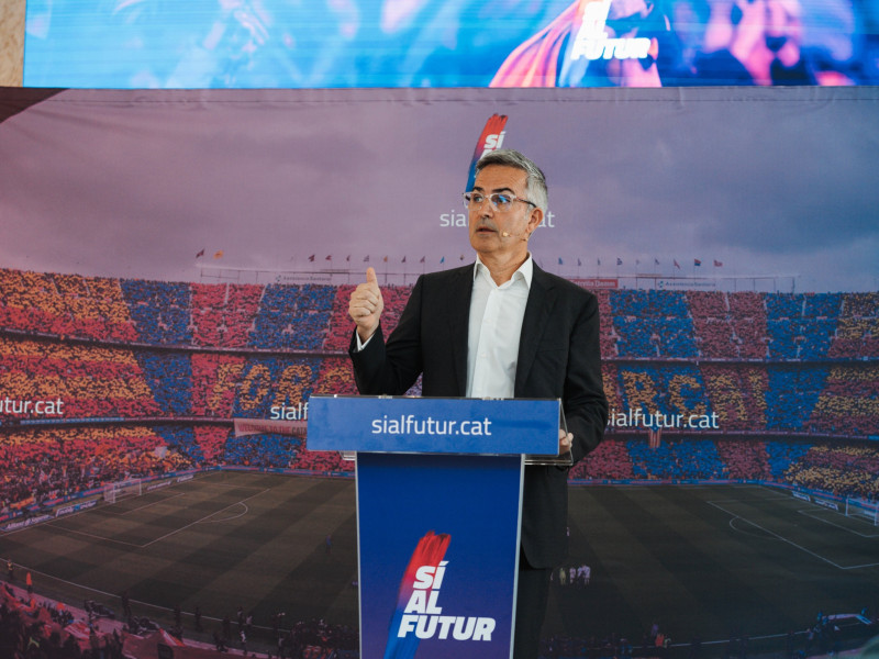 El líder de 'Sí al Futur' y excandidato a las elecciones del FC Barcelona, Víctor Font, en una rueda de prensa
SÍ AL FUTUR
10/9/2024