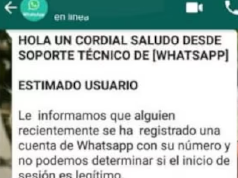 Pantallazo de estafa de Whatsapp