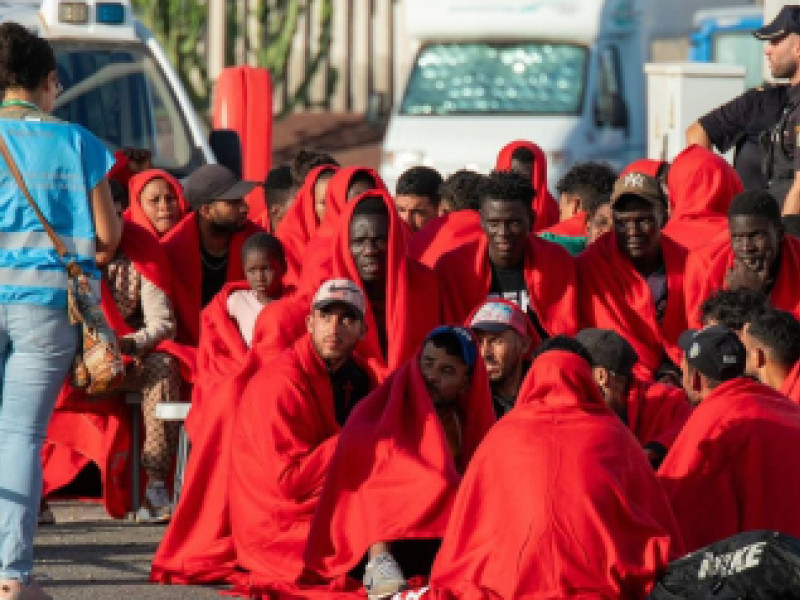 Migrantes llegando a Canarias