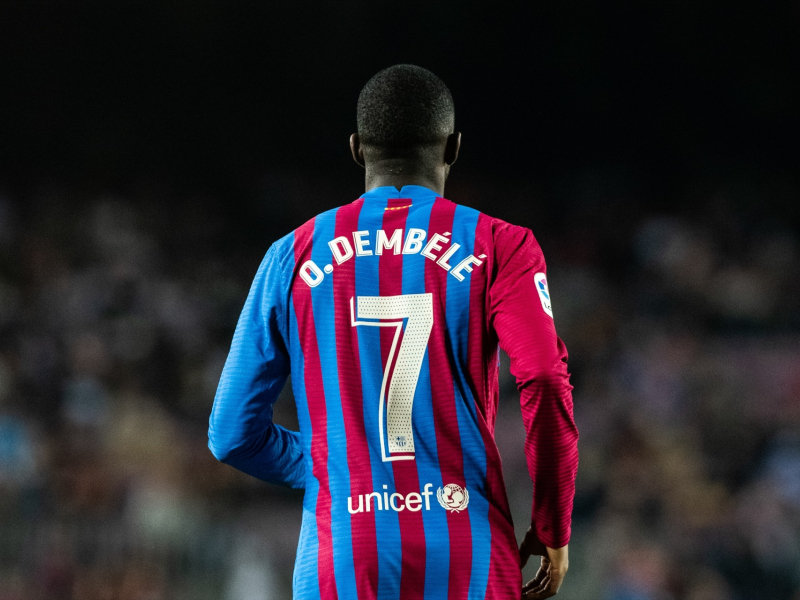 Ousmane Dembélé en un partido con el FC Barcelona