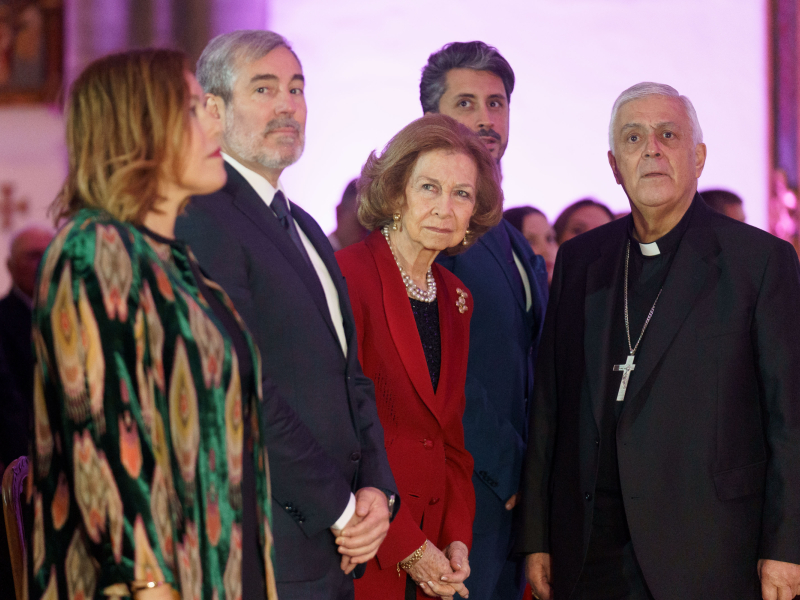 Bernardo Álvarez, durante la visita de la reina Sofía a la Catedral de La Laguna este 2024