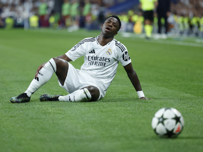 El delantero brasileño del Real Madrid, Vinicius Junior, durante el encuentro correspondiente a la primera jornada de la Liga de Campeones que Real Madrid y Vfb Stuttgart disputan en el estadio Santiago Bernabéu