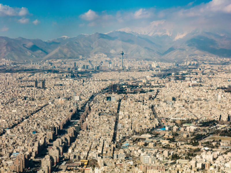 Vista aérea de Teherán, capital de irán