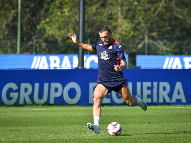 Lucas Pérez, en un entrenamiento