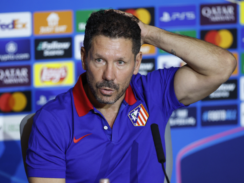 Simeone, en la previa del partido ante el Leipzig de Champions.