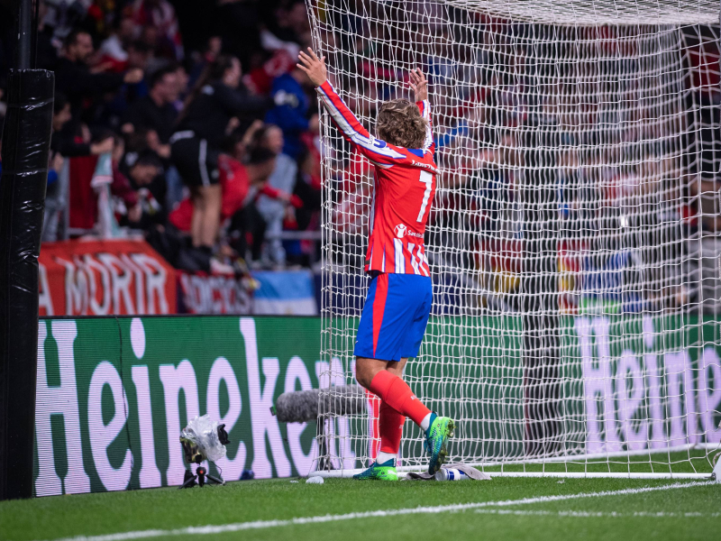 Griezmann celebra el 1-1 contra el Leipzig.