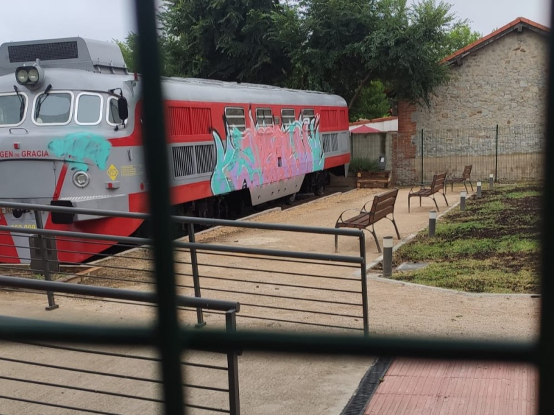 La locomotora, vandalizada en julio días después de su instalación