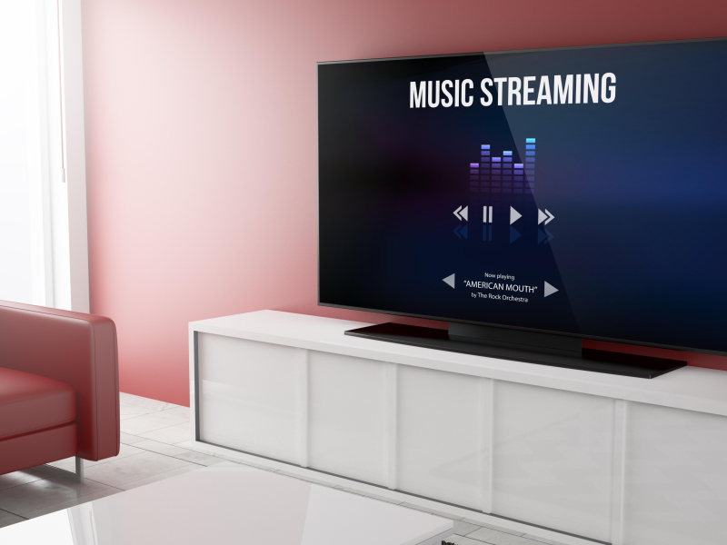 Imagen de una televisión con música en streaming