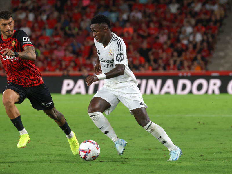 Vinicius, en el estadio de Son Moix en el partido de esta temporada.