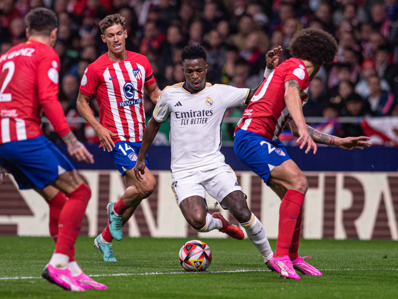 Vinicius, durante el partido de la pasada temporada en el Metropolitano.