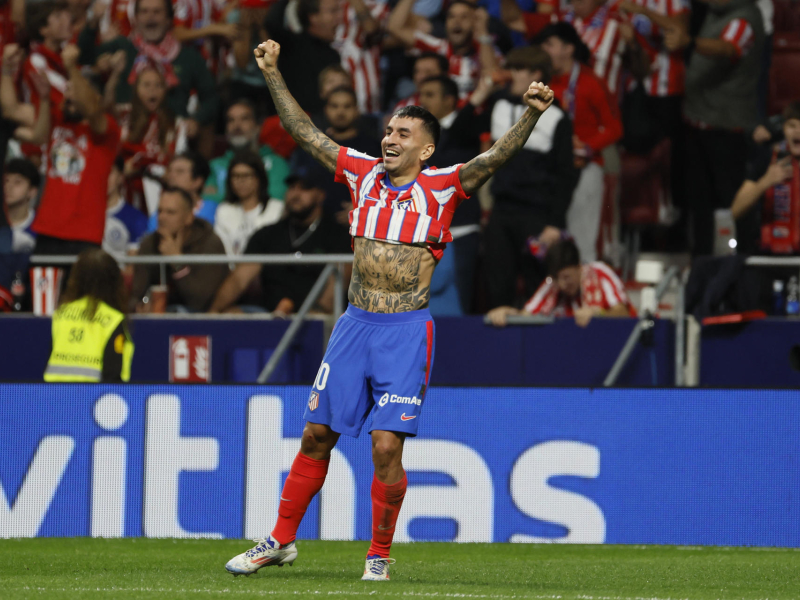 Ángel Correa celebra el 1-1 contra el Real Madrid.