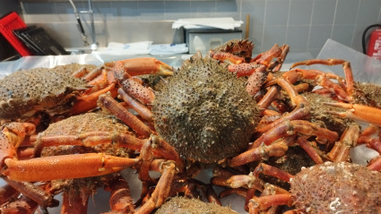 Centolla en un mercado de A Coruña