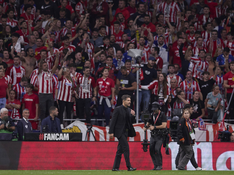 Imagen de Simeone en el Metropolitano tras los incidentes con Courtois